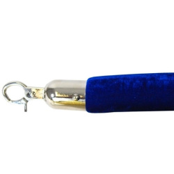 Blue Velvet Rope With Chrome Hook 1.5m