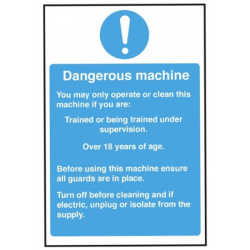 Dangerous Machine Operation Safety Sign 11.8x7.9