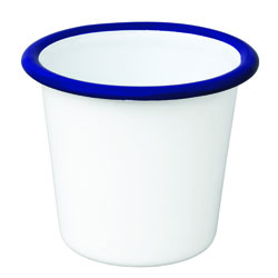 Enamel Sauce Cup White and Blue (Pack of 6)  114ml