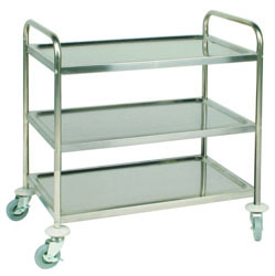 S/Steel 3 Tier Clearing Trolley  855 x 810 x 455mm