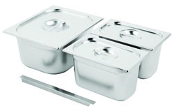 S/Steel Gastronorm Pan Set 1/2 and 2x 1/4 with Lids