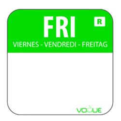 Vogue Colour Coded Food Label Friday Green (Roll 1000)