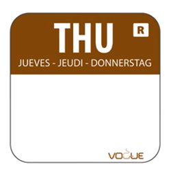 Vogue Colour Coded Food Label Thurs Brown (Roll 1000)