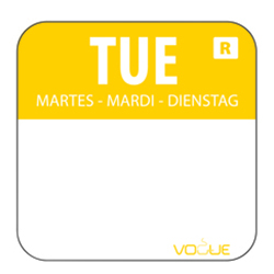 Vogue Colour Coded Food Label Tuesday Yellow (Roll 1000)