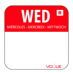 Vogue Colour Coded Food Label Wednesday Red (Roll 1000)