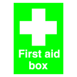 First Aid Box Sign - 250x100mm (Self-Adhesive)