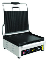 Buffalo Large Single Contact Grill Ribbed Top