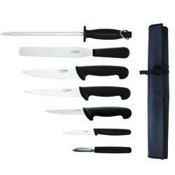 Hygiplas 7 Piece Knife Set inc 20cm Chefs Knife & Wallet