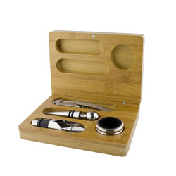 4 Piece Wine Set in Bamboo Presentation Box